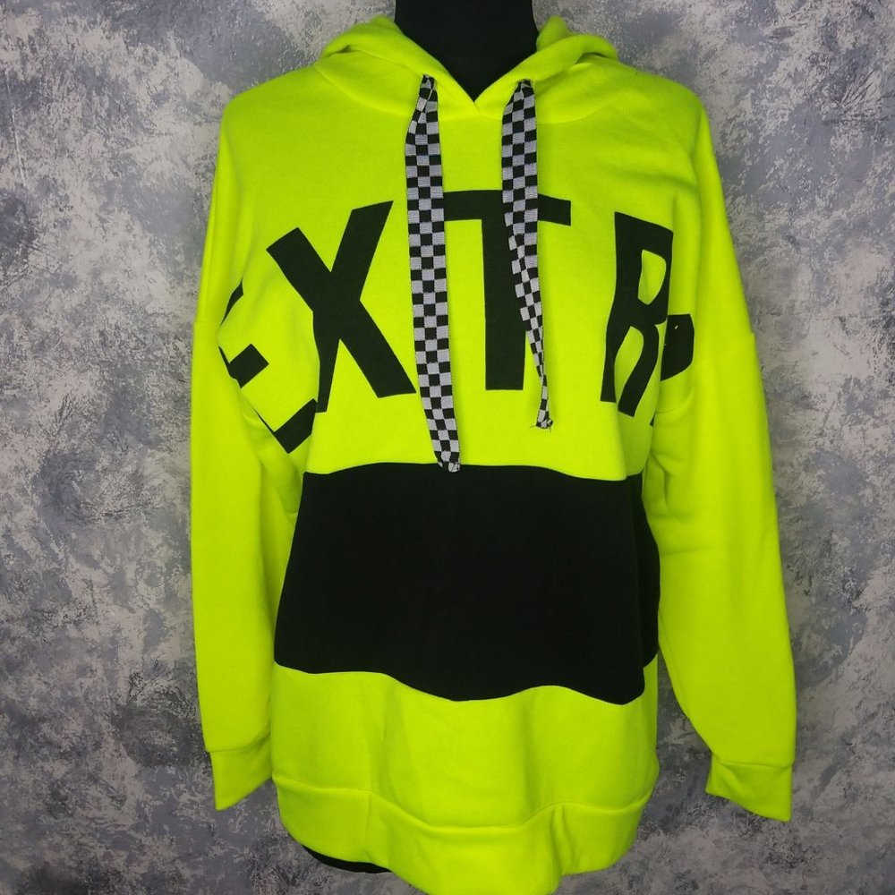 Stella Viva Highlighter Neon Yellow Pullover Hoodie Sweater size M